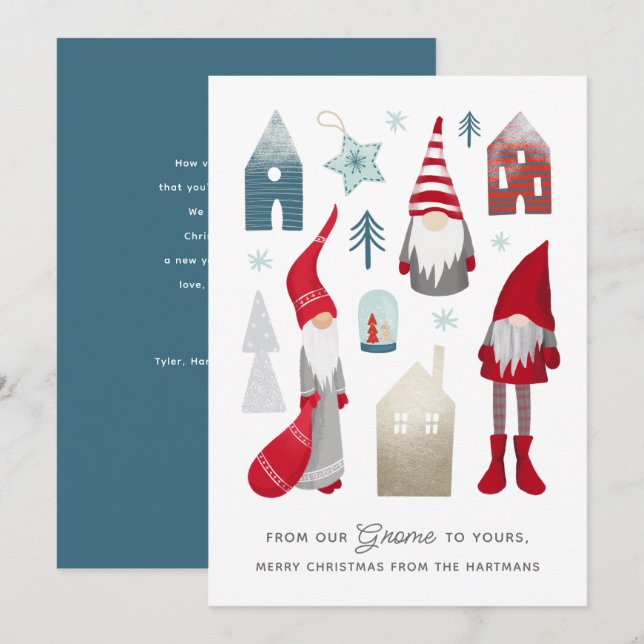 From Our Gnome to Yours | Cute Nordic Christmas   Holiday Card (Front/Back)