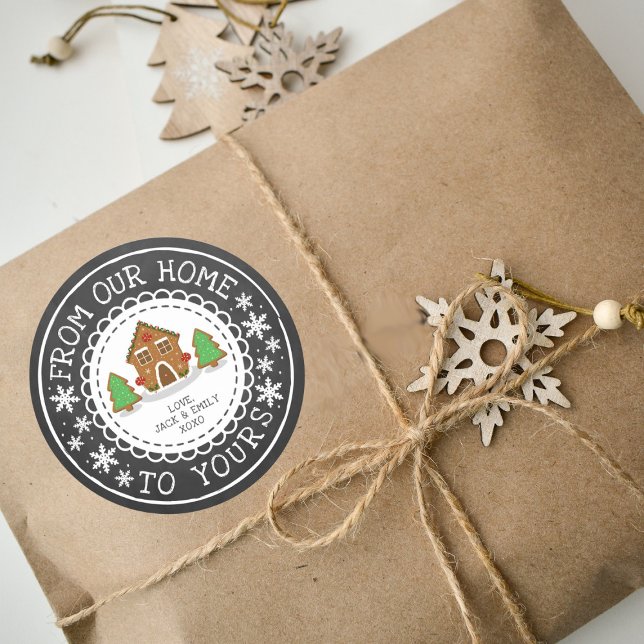 From Our Home To Yours | Festive Christmas Classic Round Sticker (Creator Uploaded)