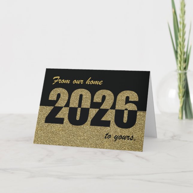 From Our Home to Yours Happy New Year 2026 Gold Holiday Card (Front)