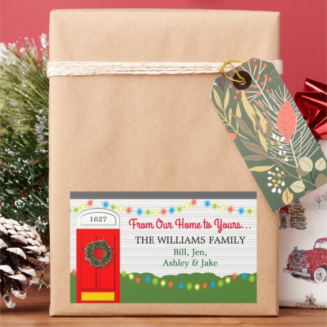 From Our Home To Yours Personalised Sticker (Holiday)