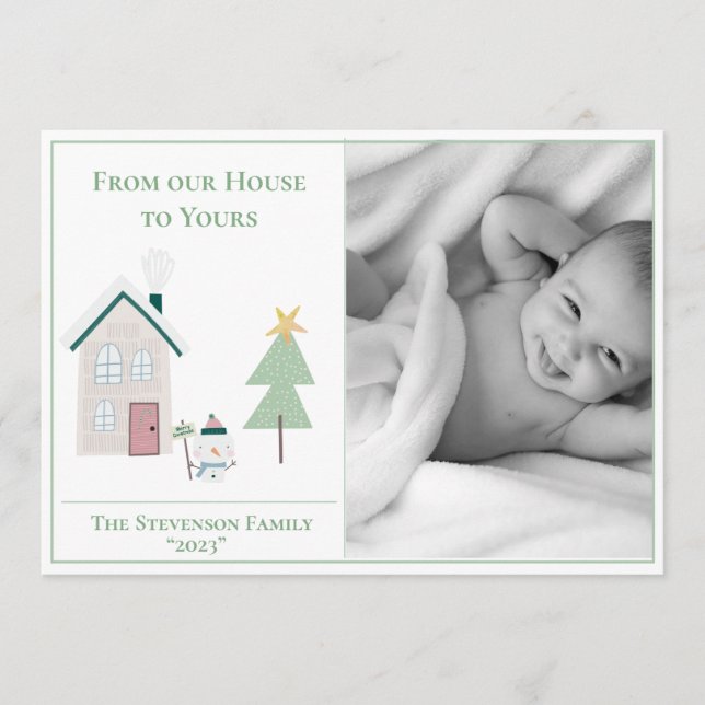 From Our House To Yours Photo Xmas Holiday Card (Front)
