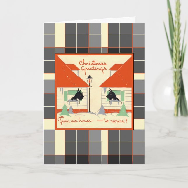 From Our House to Yours Scotty Dog Christmas Holiday Card (Front)