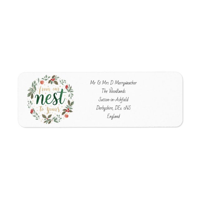 From Our Nest to Yours Address  Return Address Label (Front)