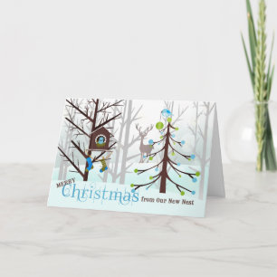 from Our New Address   Christmas Blue Birds Holiday Card