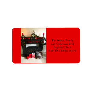 From our new address Christmas Fireplace Label
