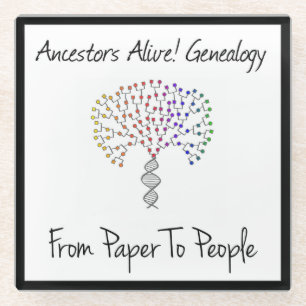 From Paper To People Logo, black Glass Coaster