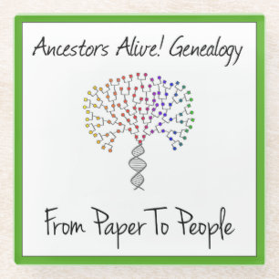 From Paper To People Logo Glass Coaster, green Coaster