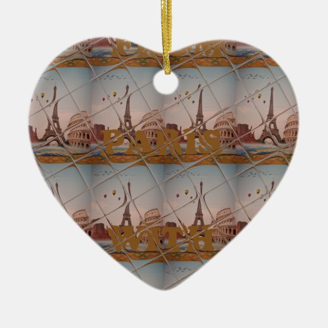 From Paris With Love blue sky colours Ceramic Ornament (Front)