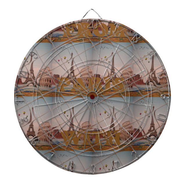 From Paris With Love blue sky colours Dartboard (Front)