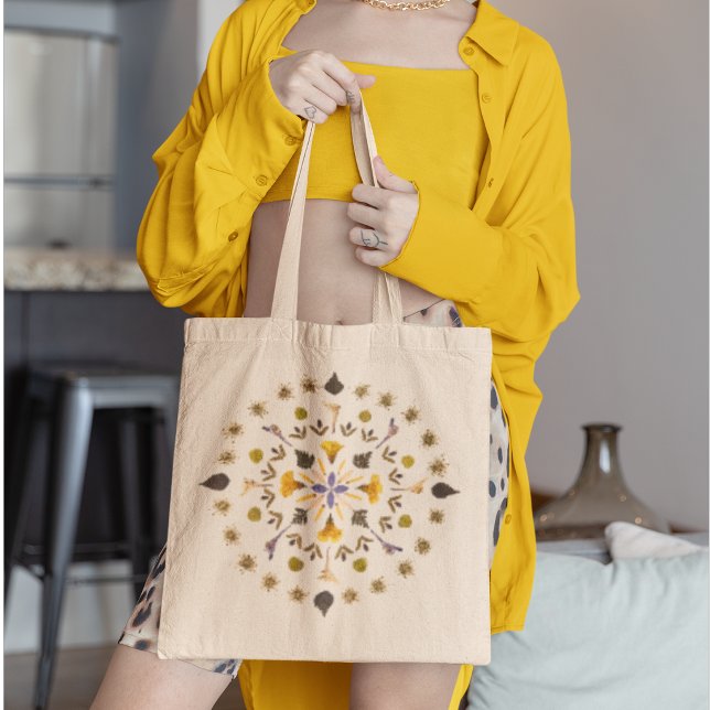 From Pressed Flower Botanical Mandala Artwork Tote Bag (Creator Uploaded)