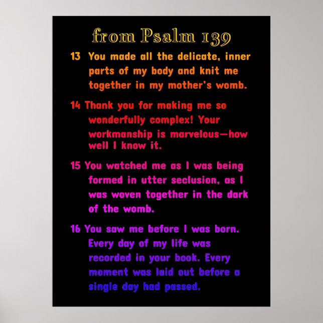 From Psalm 139 Poster (Front)