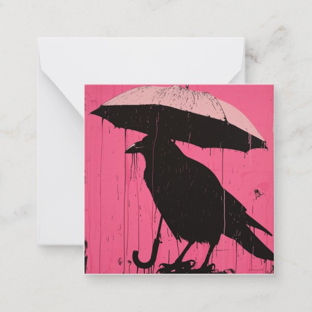 From Puddles to Precision: Minimalist Crow Card (Front)