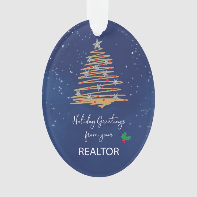 FROM Realtor Christmas Tree Customisable Name Ornament (Front)