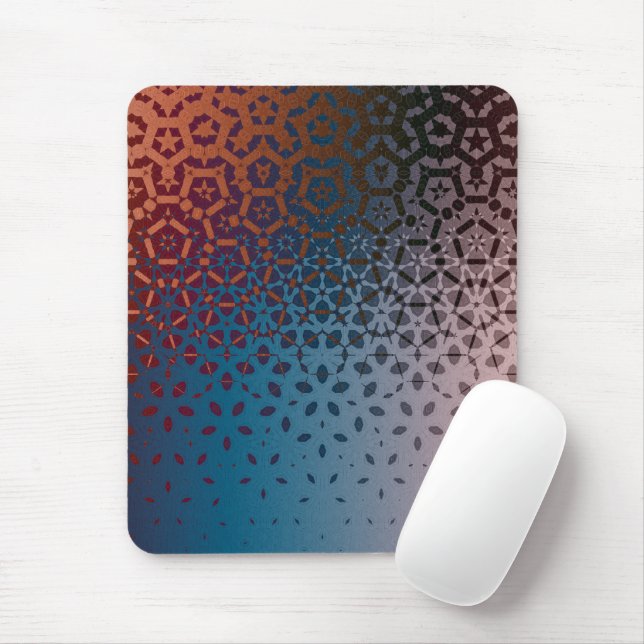 From Red to Blue Geometric Pattern Mouse Pad (With Mouse)