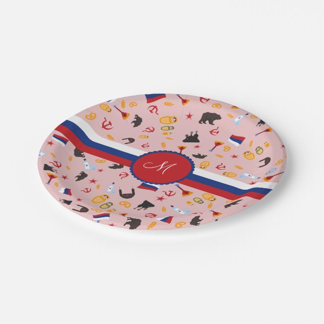 From Russia With Love- Russian Monogram Paper Plate (Angled)