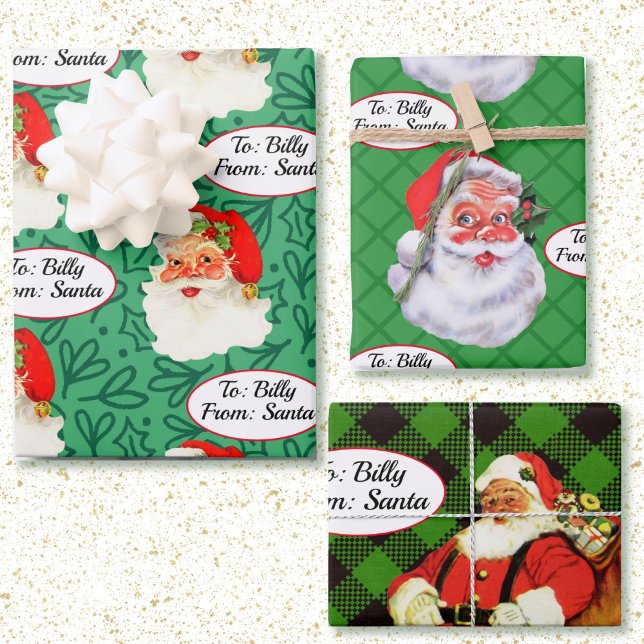From Santa Add Child's Name 3 Personal Christmas Wrapping Paper Sheet (Creator Uploaded)