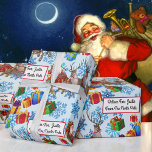 From Santa Add Childs' Name Reindeer Sleigh Wrapping Paper<br><div class="desc">Large Scale - Superior Quality = Wrapping Paper with Childs' Name. See the little elf launching the presents?</div>