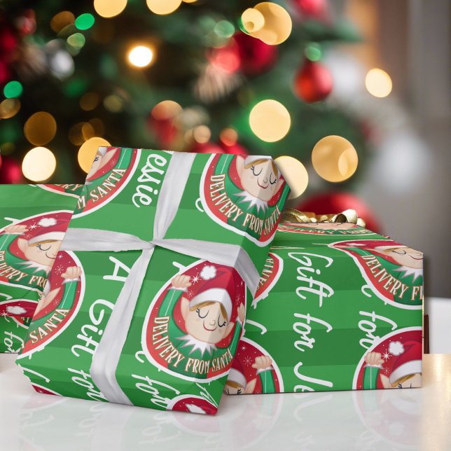 From Santa Christmas Red n Green Elf Wrapping Paper (Creator Uploaded)