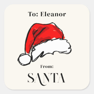 From Santa Christmas Santa Hat Sketch Square Sticker