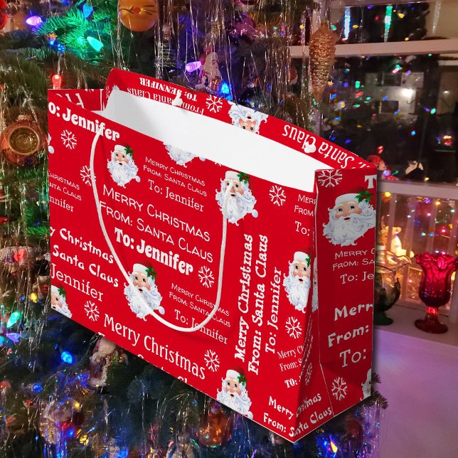 From Santa Claus Add Child's Name Christmas Large Gift Bag (Creator Uploaded)