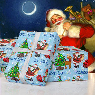 From Santa Claus Add Child's Name Snow Christmas Wrapping Paper