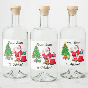 From Santa Claus Add Name A Little Christmas Cheer Liquor Bottle Label