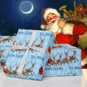 From Santa Claus Christmas Add Child's Name Snow Wrapping Paper