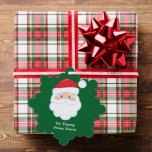 From Santa Claus Cute Custom Green Christmas Gift Tree Decoration Card<br><div class="desc">Customise these cute from Santa Claus ornament gift tags with your own personalised text in white. Santa's red hat and white beard are the perfect holiday image on this pretty green gift tag for kids presents.</div>