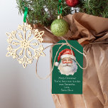 From Santa Claus Personalised Green Kids Christmas Gift Tags<br><div class="desc">Customise these nostalgic green Santa Claus gift tags with your own personalised text with your kids name in white script. This beautiful old fashioned drawing of Santa's red hat and white beard are the perfect holiday tags for your children's presents under the tree on Christmas day.</div>