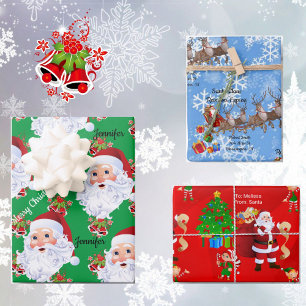 From Santa Claus Personalize Kids Names Christmas Wrapping Paper Sheet