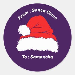 From Santa Claus purple Christmas Gift Classic Round Sticker