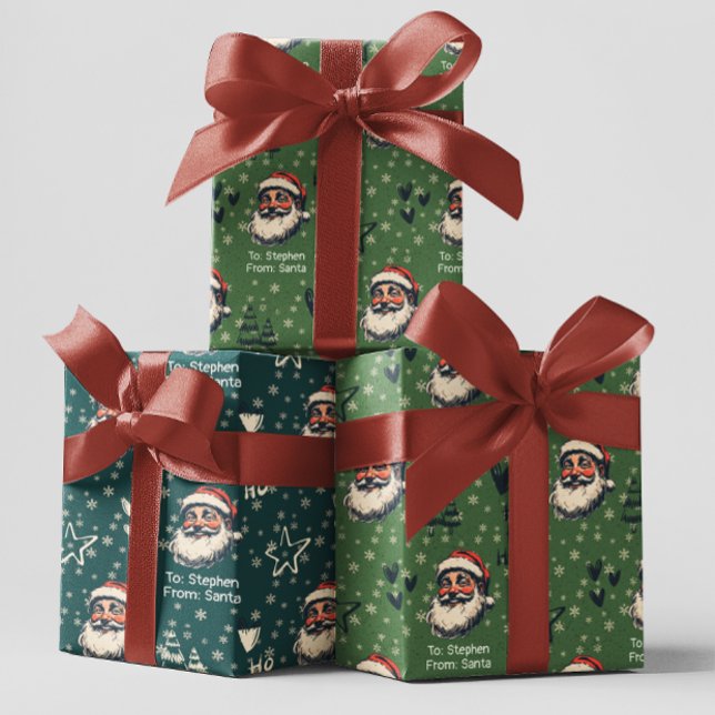From Santa Custom Name Doodles Christmas   Wrapping Paper Sheet (Creator Uploaded)