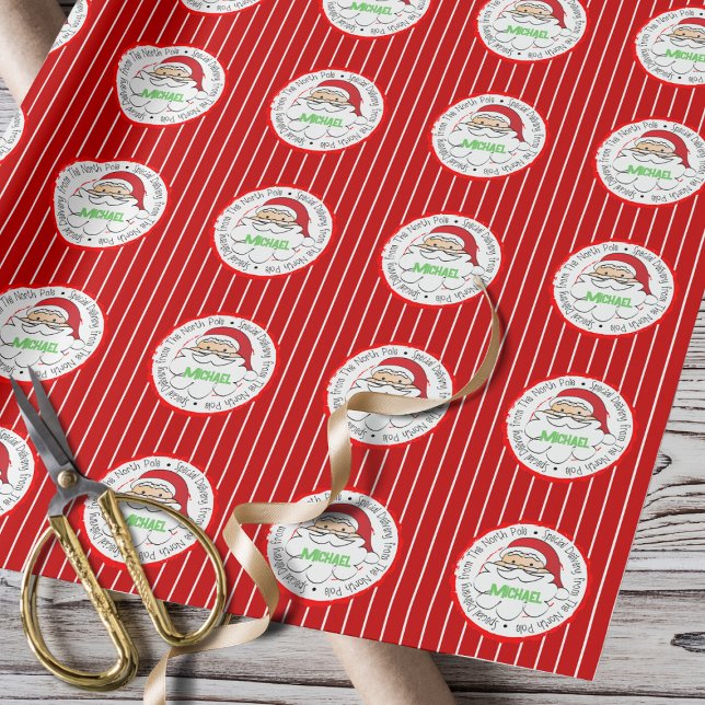 From Santa Cute Cartoon Santa Claus North Pole  Wrapping Paper (Creator Uploaded)