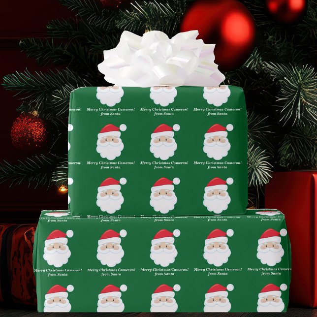 From Santa Cute Custom Green Kids Christmas Wrapping Paper (Creator Uploaded)