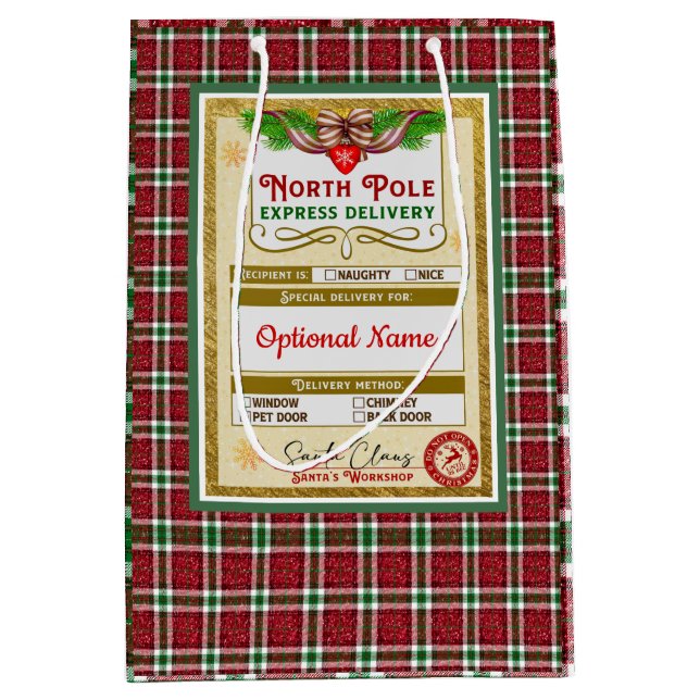 From Santa North Pole Express Naughty or Nice Medium Gift Bag (Front)