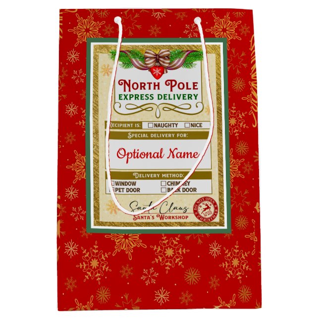 From Santa North Pole Express Naughty or Nice Medium Gift Bag (Front)