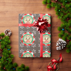 From Santa Official Seal on Gold & Brown Wrapping Paper