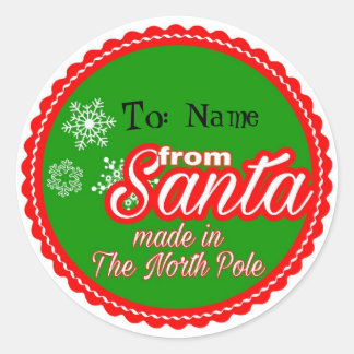 From Santa Personalised Classic Round Sticker
