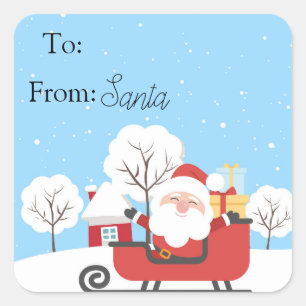 From Santa Square Stickers 3 inch (sheet of 6)