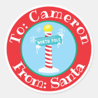 From Santa Sticker Custom Name North Pole Sign
