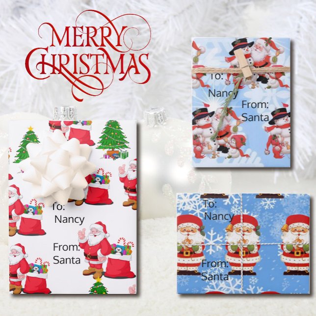 From Santa To Little Girl's Name Cute Christmas Wrapping Paper Sheet (Creator Uploaded)