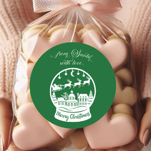 From Santa With Love Snow Globe Santa Classic Round Sticker