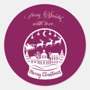 From Santa With Love Snow Globe Santa Classic Round Sticker
