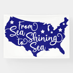 From Sea to Shining Sea - Patriotic USA Map Art Banner