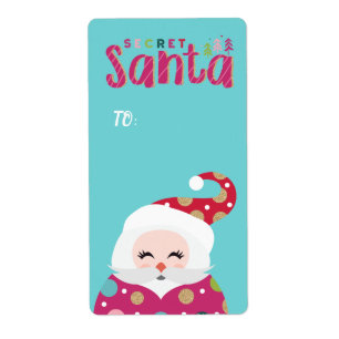 From Secret Santa   Santa Claus Sticker Gift Tag