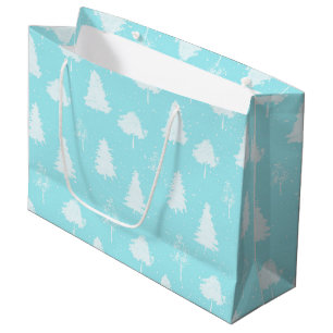 From Snow Forest and Christmas-Teal Xmas Pattern Large Gift Bag