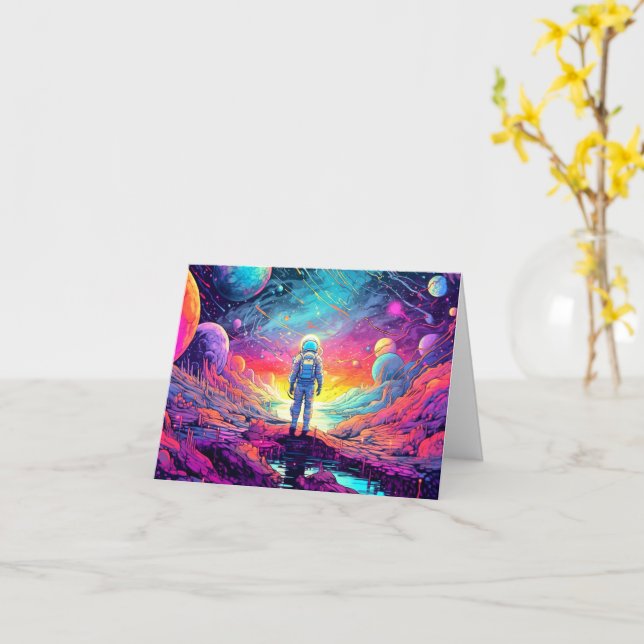 From Space & Beyond Design Birthday Card (Yellow Flower)