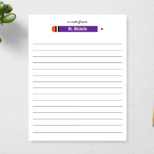 From Teacher's Name Lined 11 x 8.5 Personalised Notepad