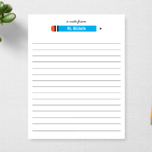From Teacher's Name Lined 11 x 8.5 Personalised Notepad