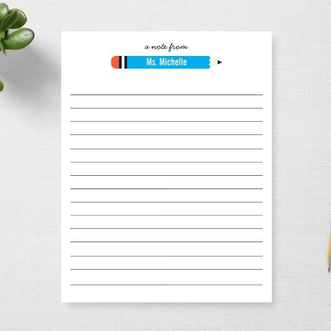 From Teacher's Name Lined 11 x 8.5 Personalised Notepad (Creator Uploaded)